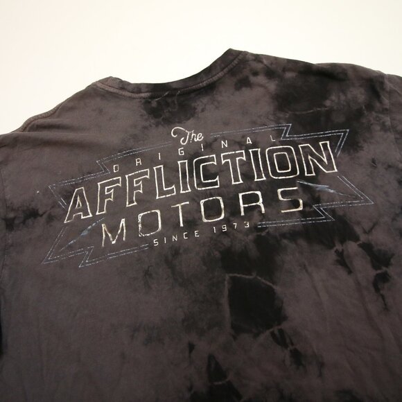 Affliction T-Shirt Mens XL 42" Chest Dye Motors Wings Skull Engine Y2K Moto - Picture 8 of 10